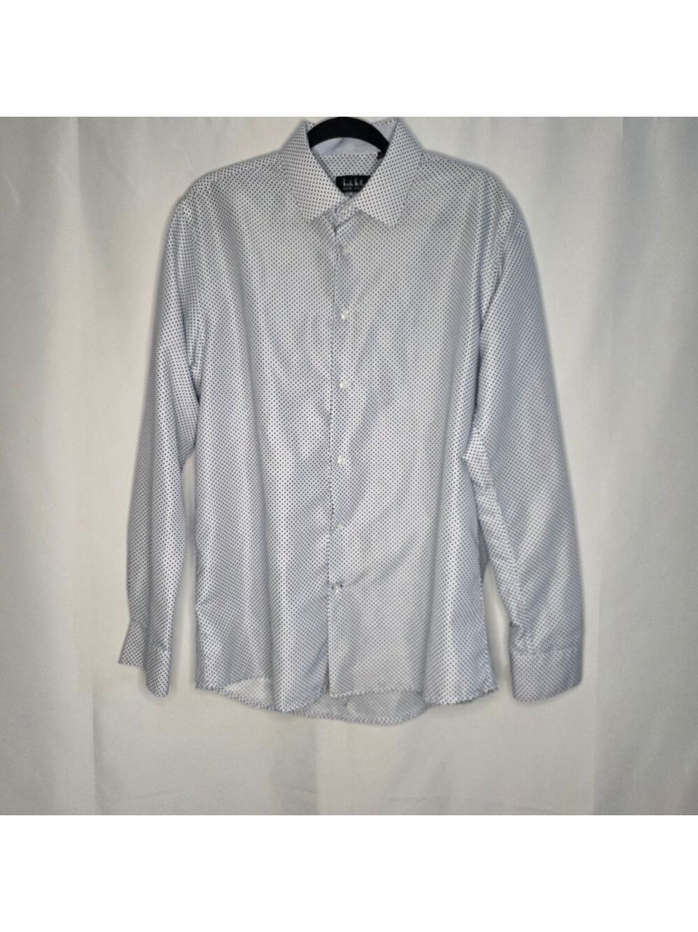 Men's Nicole Miller Casual Button Down Shirt L White Blue